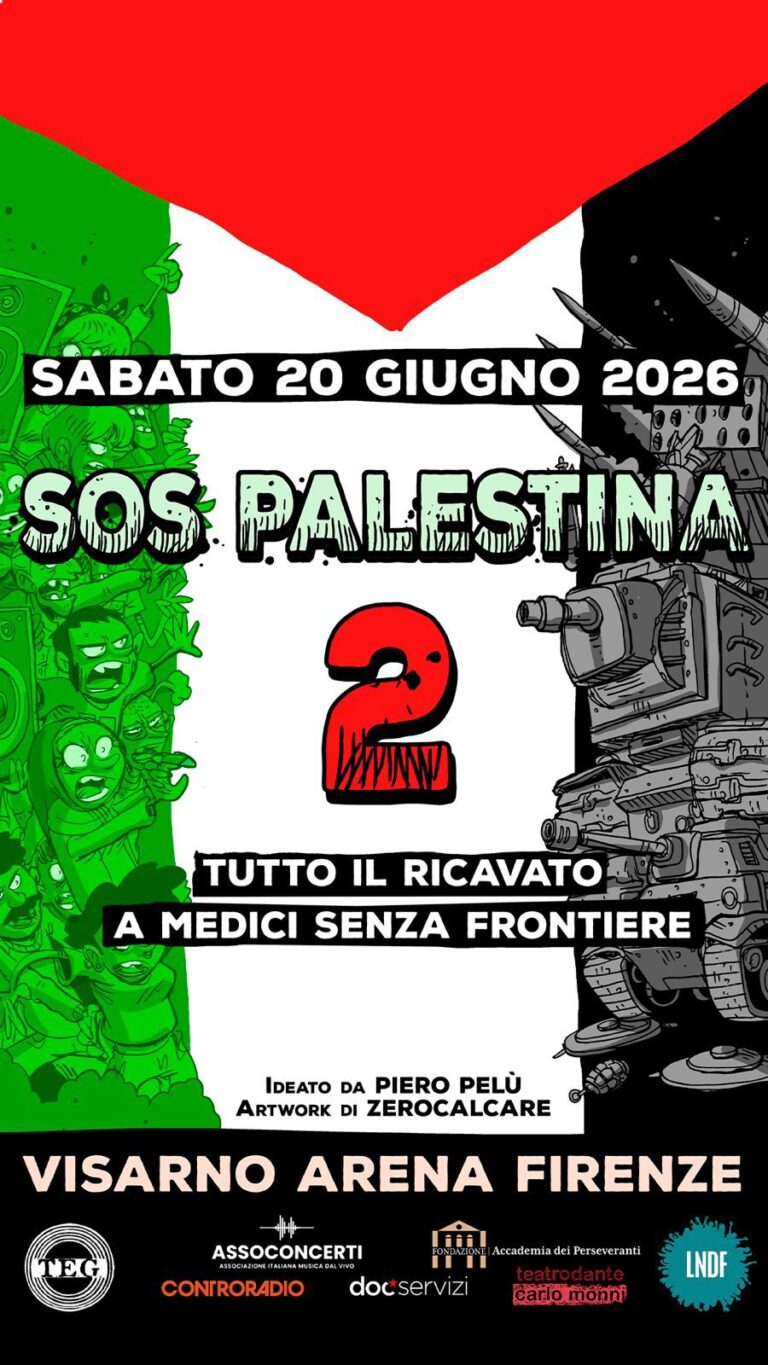 A giugno la seconda edizione di S.O.S. PALESTINA, concerto organizzato da Piero Pelù